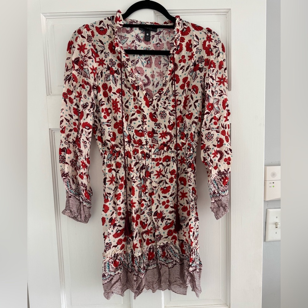 Aqua Floral Patterned Dress with cinched waist